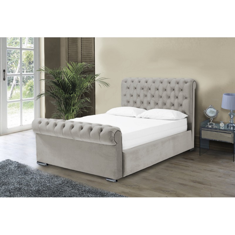 Otneros Velvet Beige 3ft Ottoman Bed